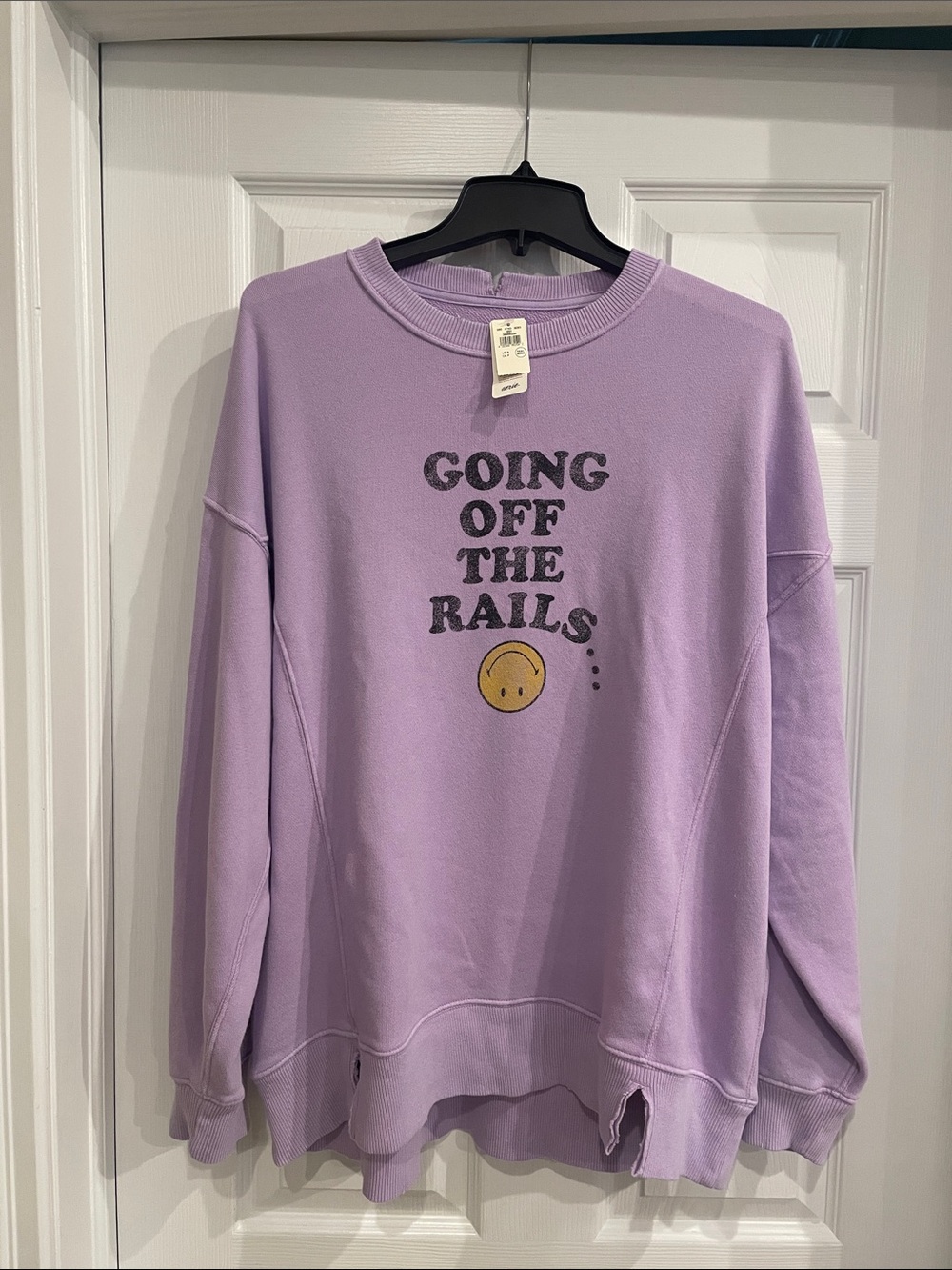 Aerie NWT Lilac 'Going Off The Rails' Graphic Sweatshirt, Size Small